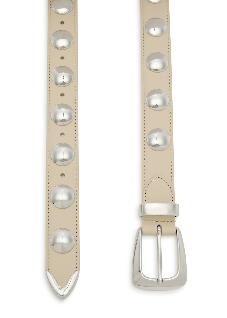 Khaite Benny Studded Leather Belt Ivory