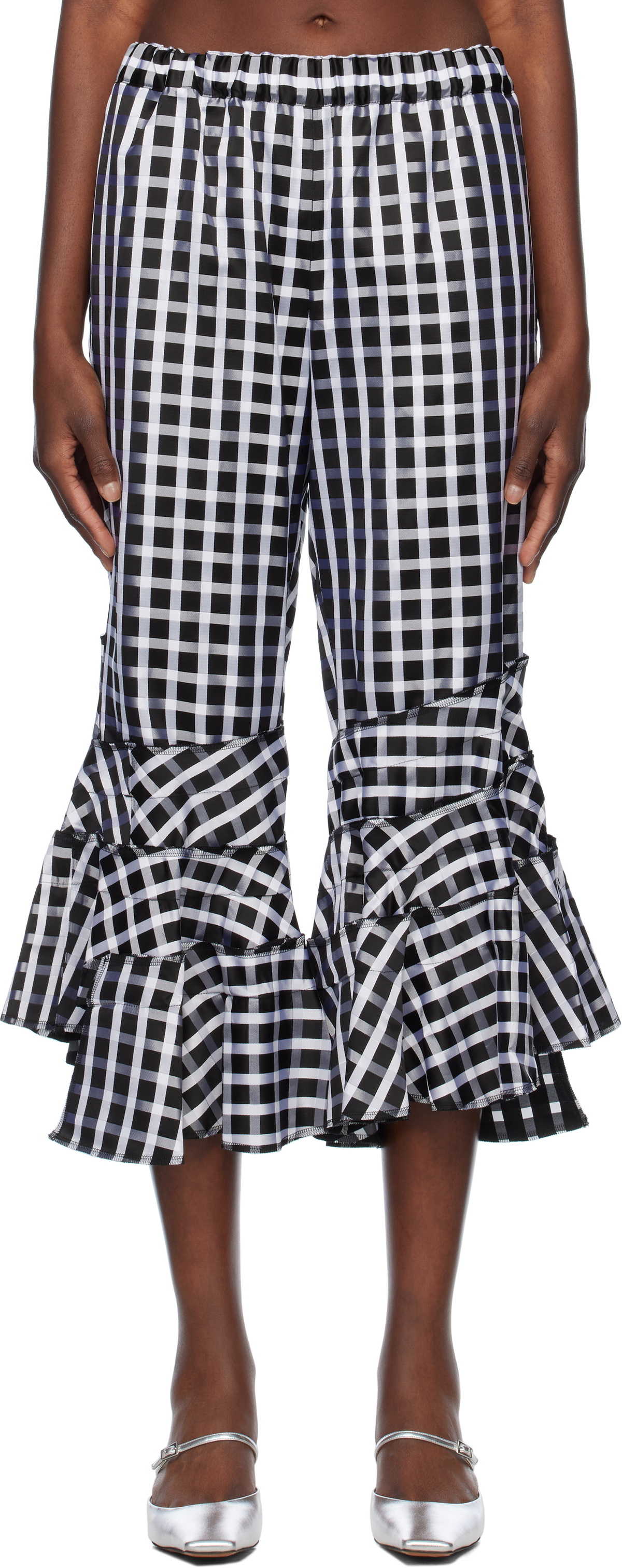 Comme des Garçons Comme des Garçons Black Satin Check Trousers