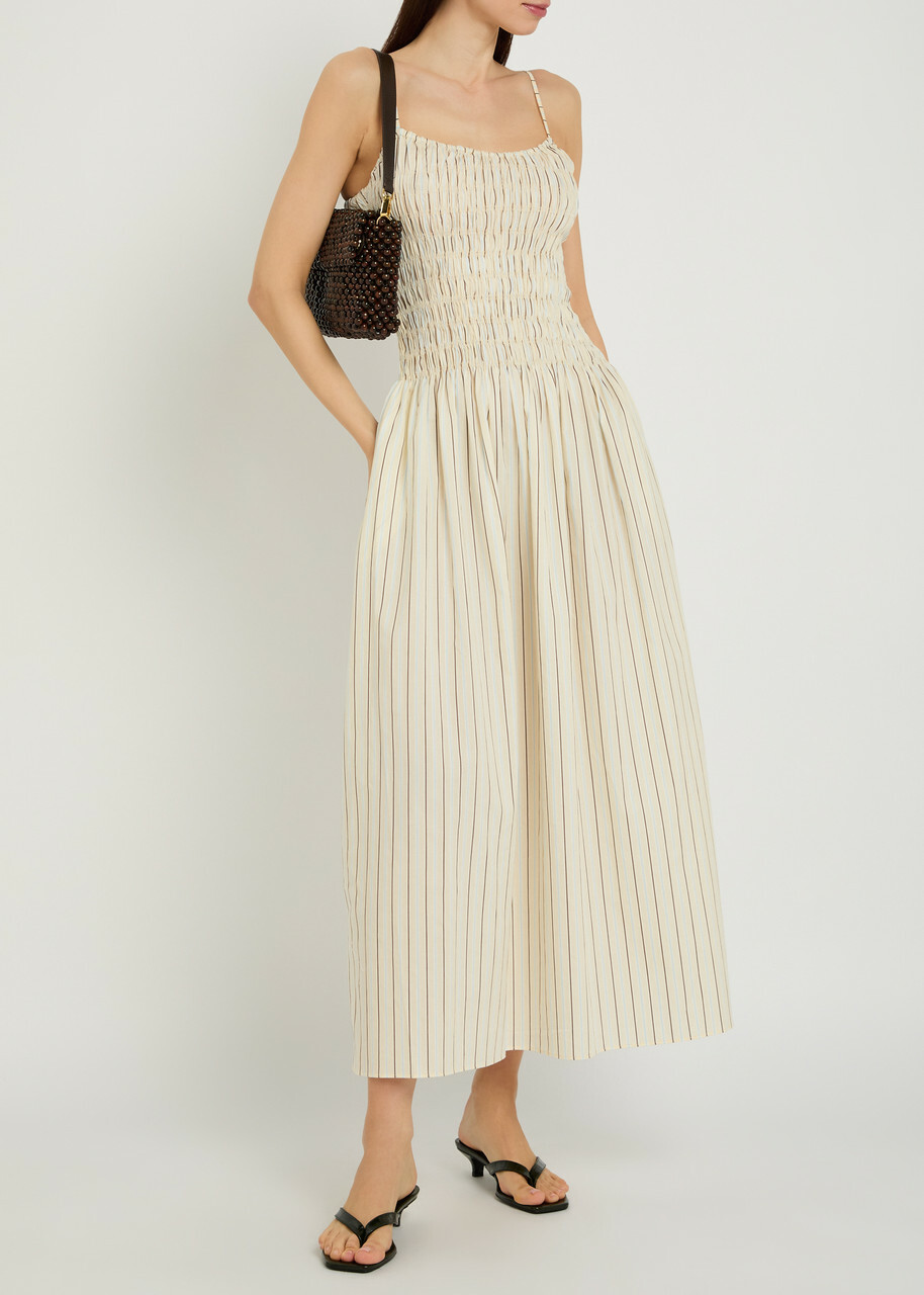 Faithfull The Brand Araceli Striped Cotton Maxi Dress Yellow