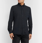 TOM FORD - Slim-Fit Button-Down Collar Cotton and Cashmere-Blend Shirt - Blue