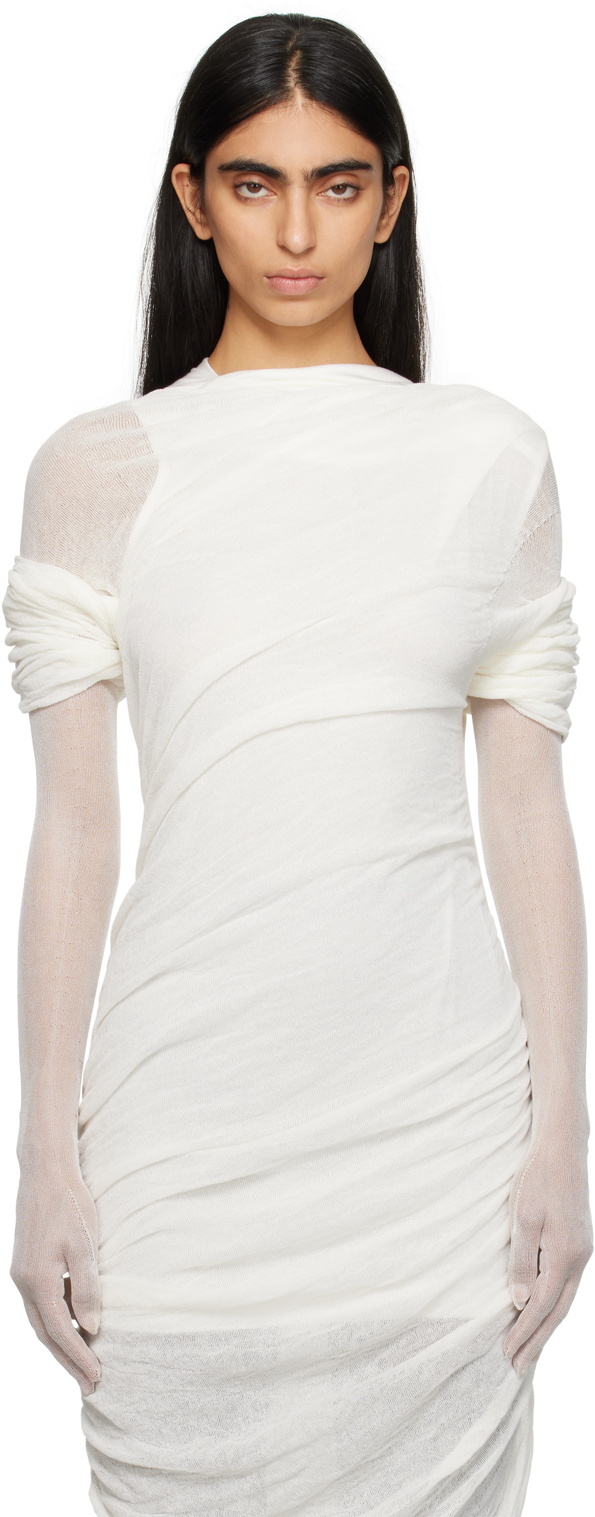KHAITE White Rouen Gloves