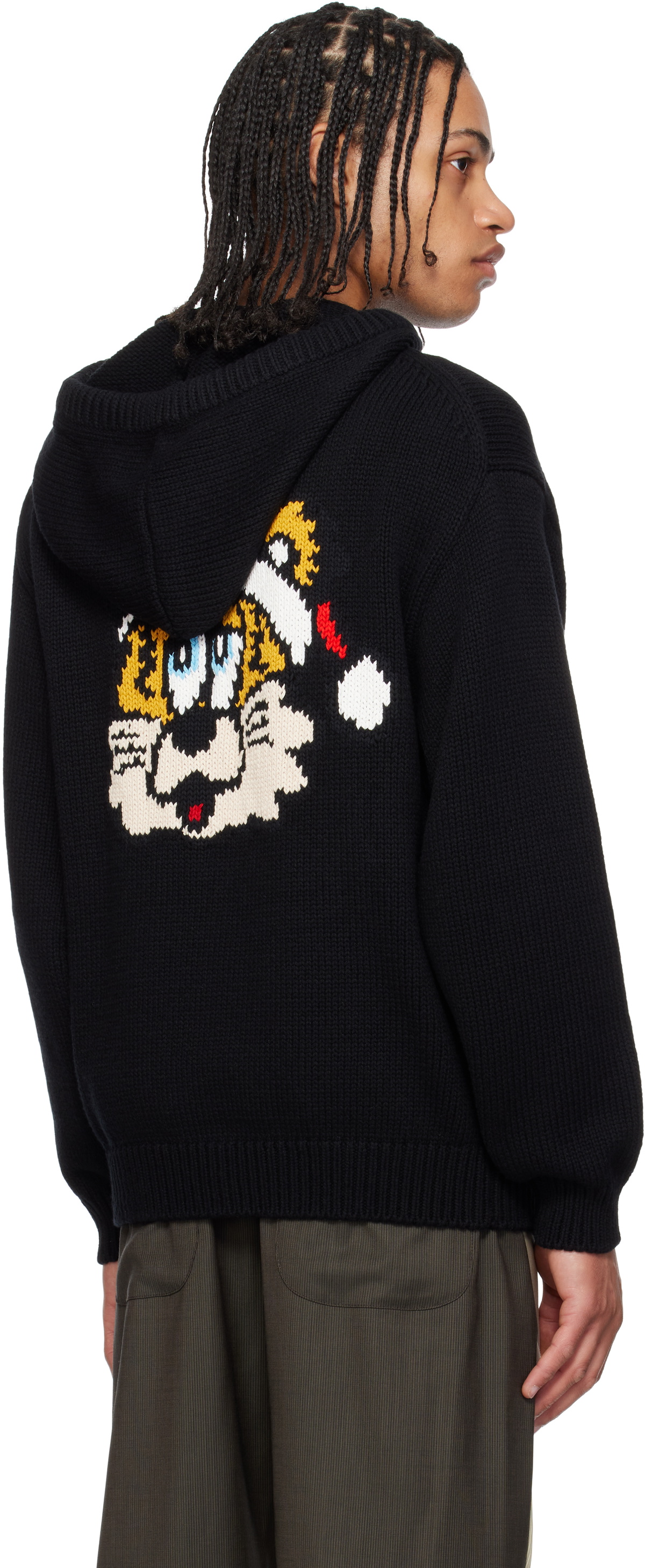 トップス Kenzo Paris Verdy Knit Oversize Hoodie L Kenzo Black Kenzo Paris VERDY Edition Knitted Hoodie Kenzo