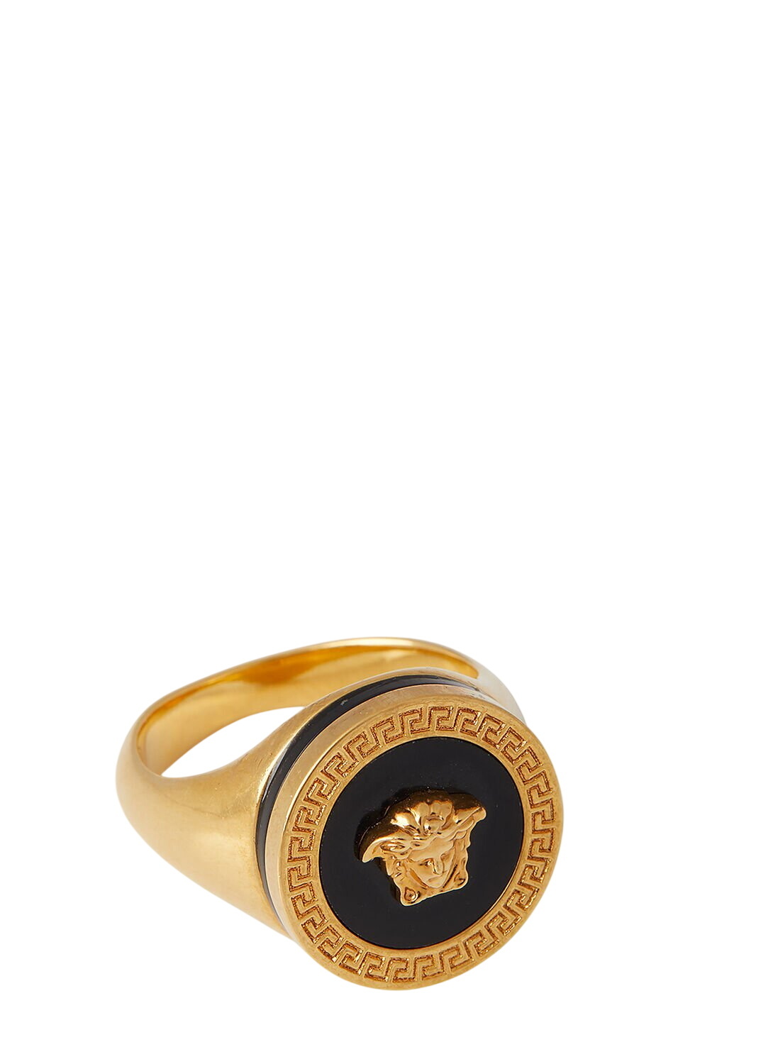 Versace Blue Logo Cut-Out Ring Versace