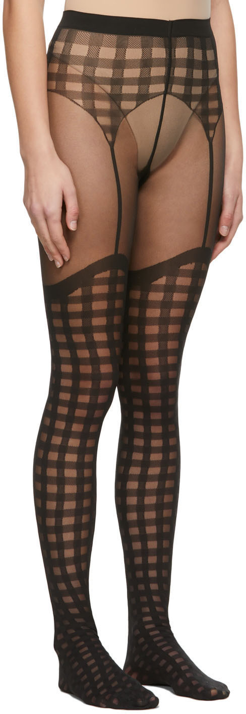 Wolford Black Summer Check Tights Wolford