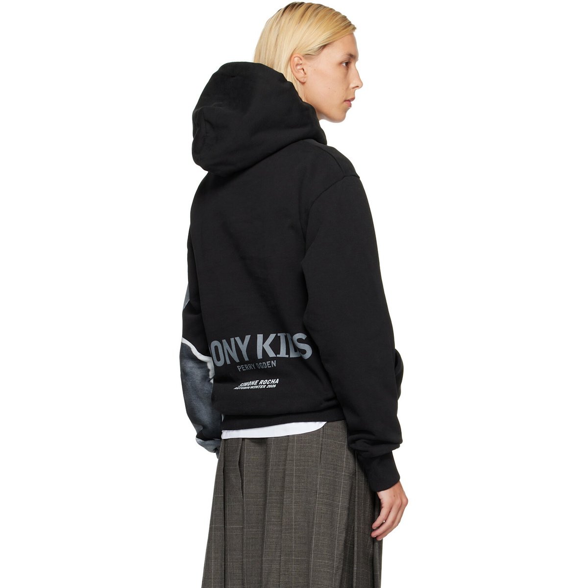 Simone Rocha Black Boxy Pony Kid Print Hoodie