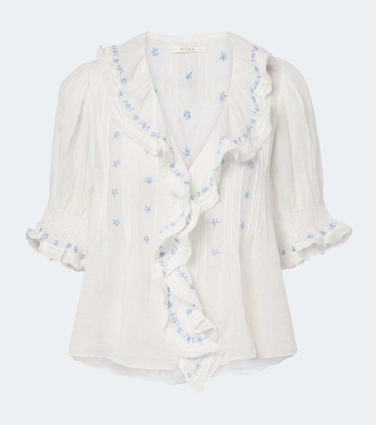 Dôen Hettie floral ruffled cotton top
