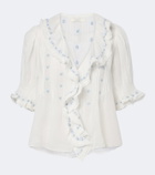 Dôen Hettie floral ruffled cotton top