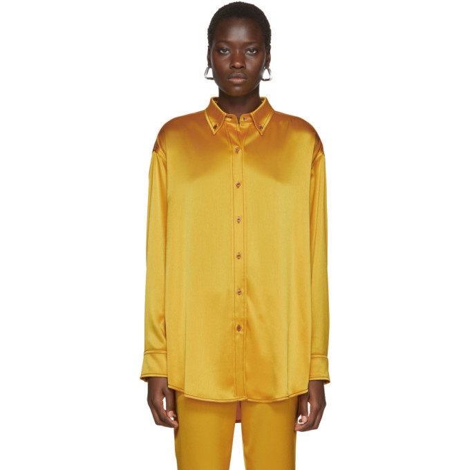 Photo: Sies Marjan Yellow Crinkled Satin Kiki Oversized Shirt