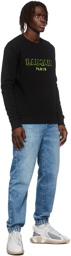 Balmain Black Flocked Logo Sweatshirt