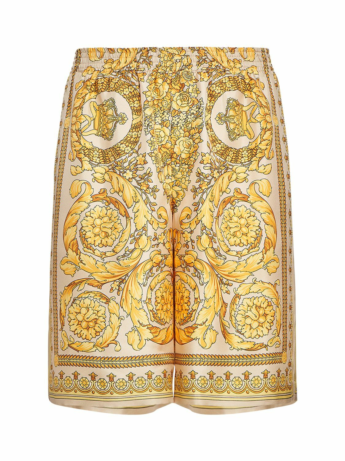 VERSACE Baroque printed silk-twill shorts