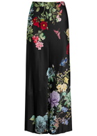 Alice + Olivia Terese Floral-print Satin Maxi Skirt Black