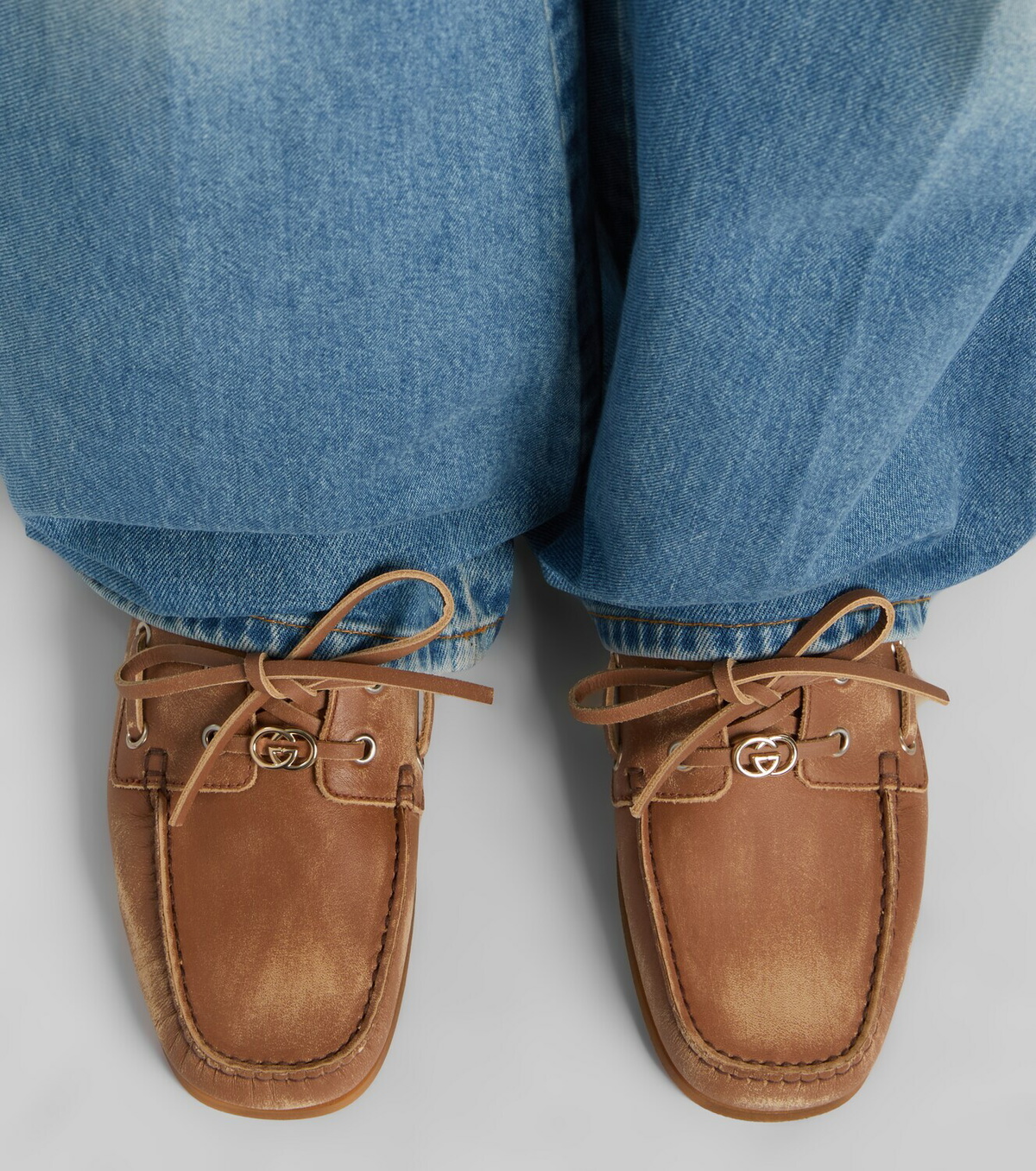 Gucci GG leather boat shoes