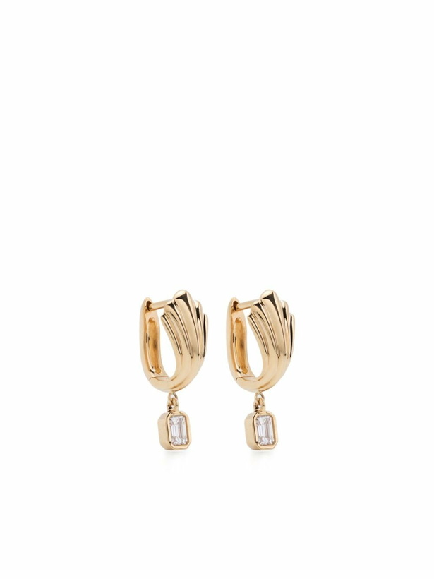 Photo: Lizzie Mandler Fine Jewelry 18K Yellow Gold Fluted Diamond Huggie Earrings