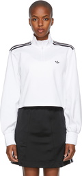 adidas Originals White Smocked Cuff Cropped Half-Zip Sweatshirt