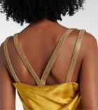 Versace Safety Pin embellished silk satin gown