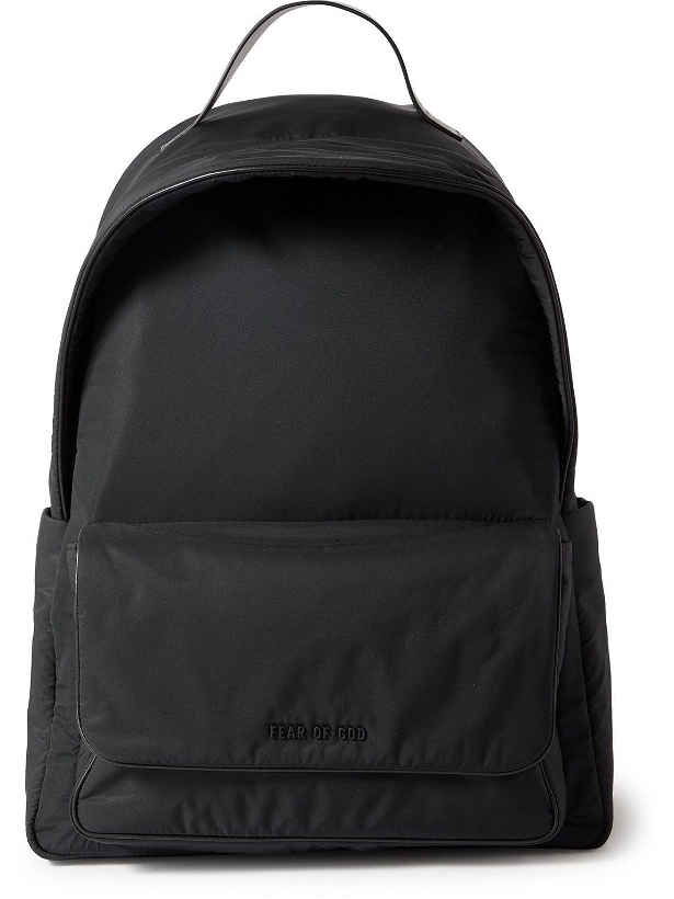 Photo: Fear of God - Logo-Appliquéd Leather-Trimmed Shell Backpack - Black