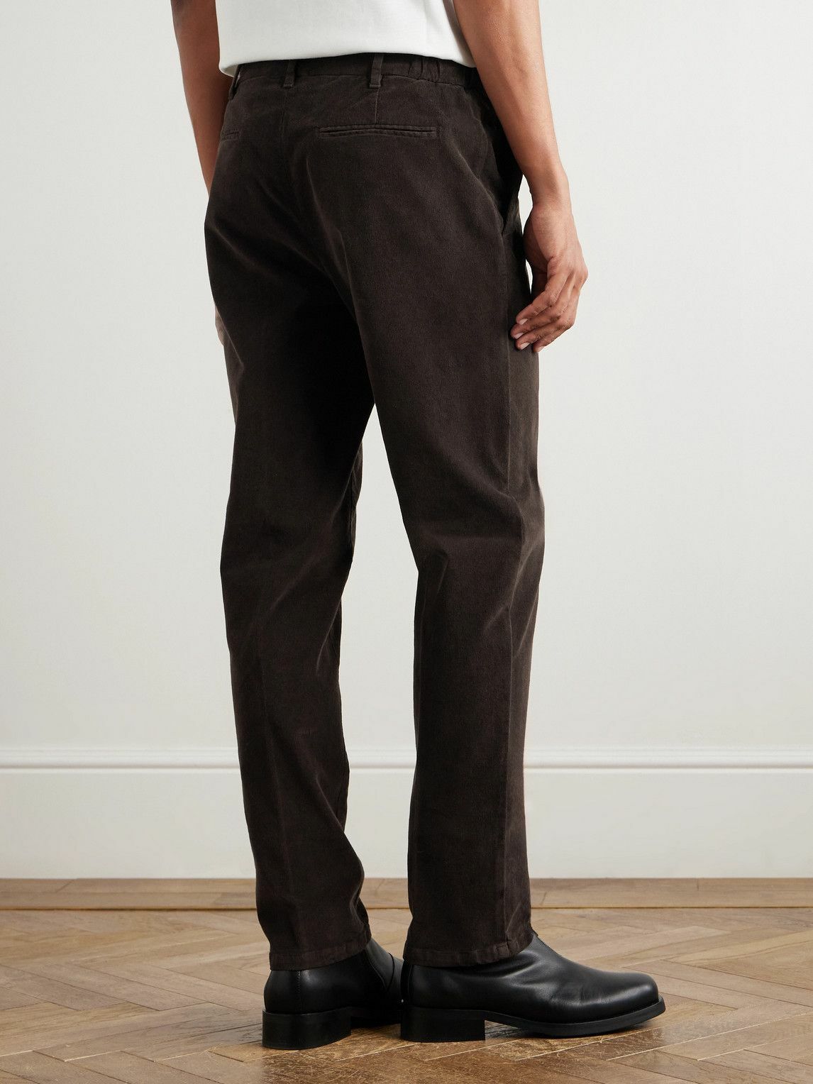 Altea - Dumbo Straight-Leg Stretch-Cotton Corduroy Trousers - Brown