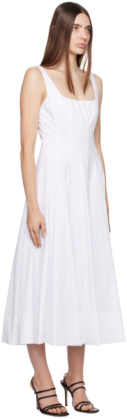 White Wells square-neck cotton-blend midi dress, Staud