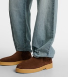 Miu Miu Logo shearling-lined suede ankle boots