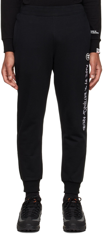 Photo: AAPE by A Bathing Ape Black Embroidered Lounge Pants