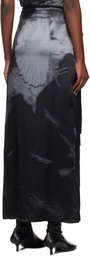 Ann Demeulemeester Black & Gray Oku Printed Wrap Maxi Skirt