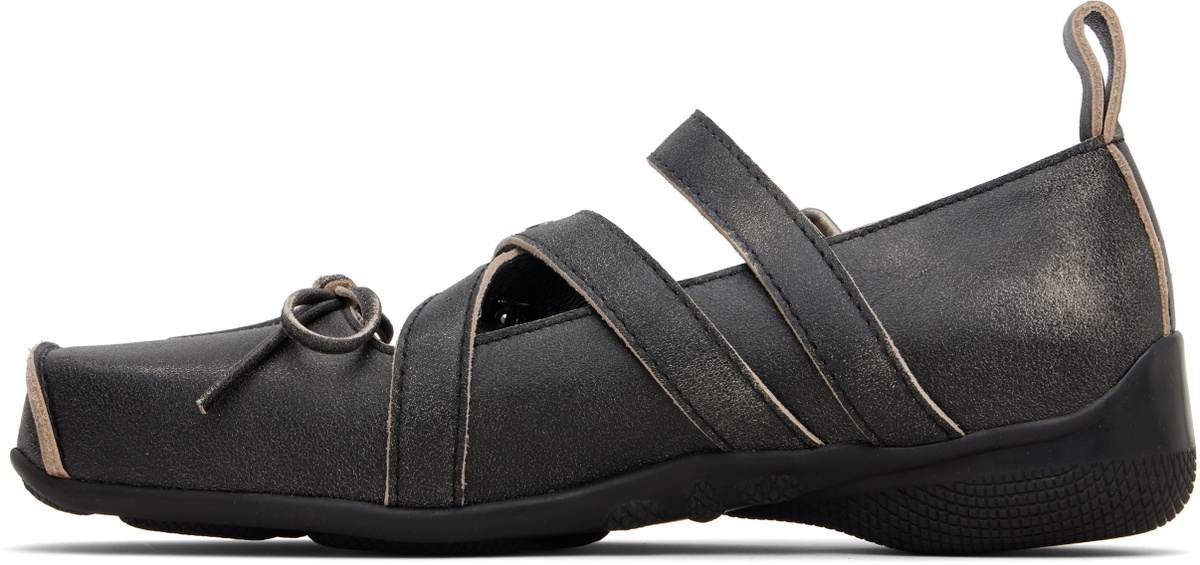 OPEN YY Gray Cross Buckle Ballet Flats