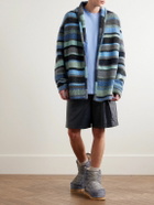 The Elder Statesman - Shawl-Collar Striped Cashmere Cardigan - Blue
