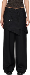 Andersson Bell Black Crossover Wrap Tailored Trousers