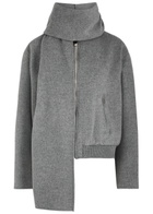 Blumarine Scarf-effect Wool-blend Bomber Jacket Grey