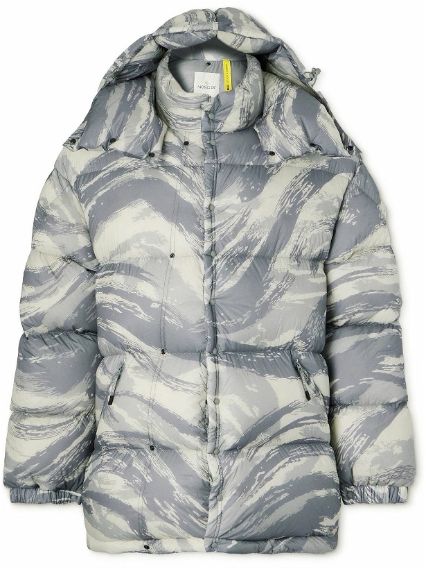 Photo: Moncler Genius - 4 Moncler HYKE Galenstock Printed Quilted Shell Hoded Down Jacket - Gray