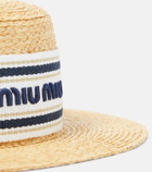 Miu Miu Logo raffia boater hat