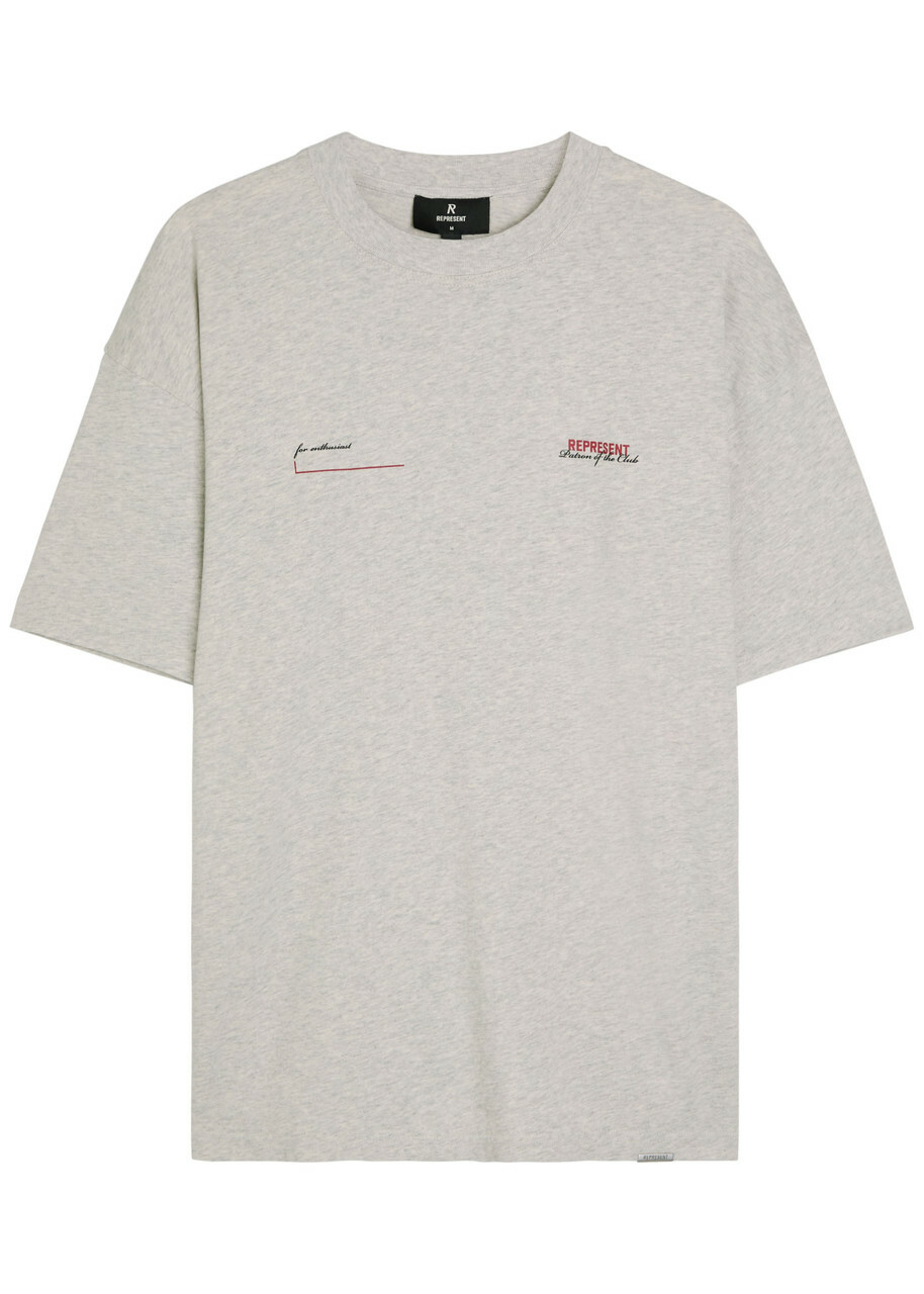 Represent Patron of The Club Printed Cotton T-shirt Cream