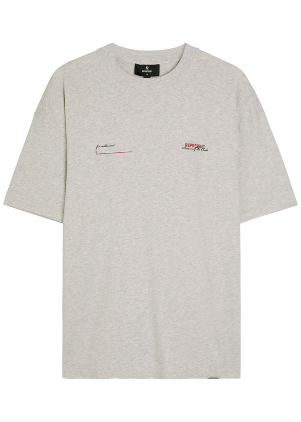 Photo: Represent Patron of The Club Printed Cotton T-shirt Cream