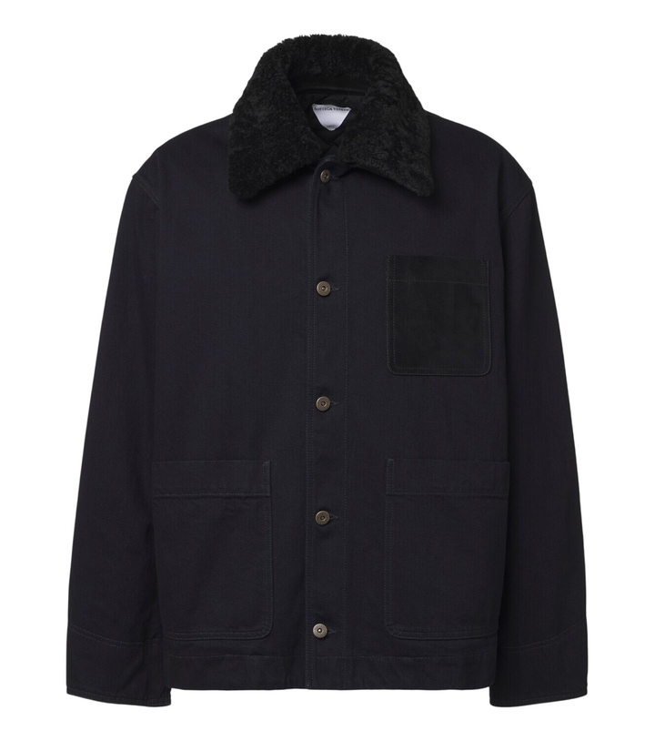 Photo: Bottega Veneta Shearling-trimmed denim jacket