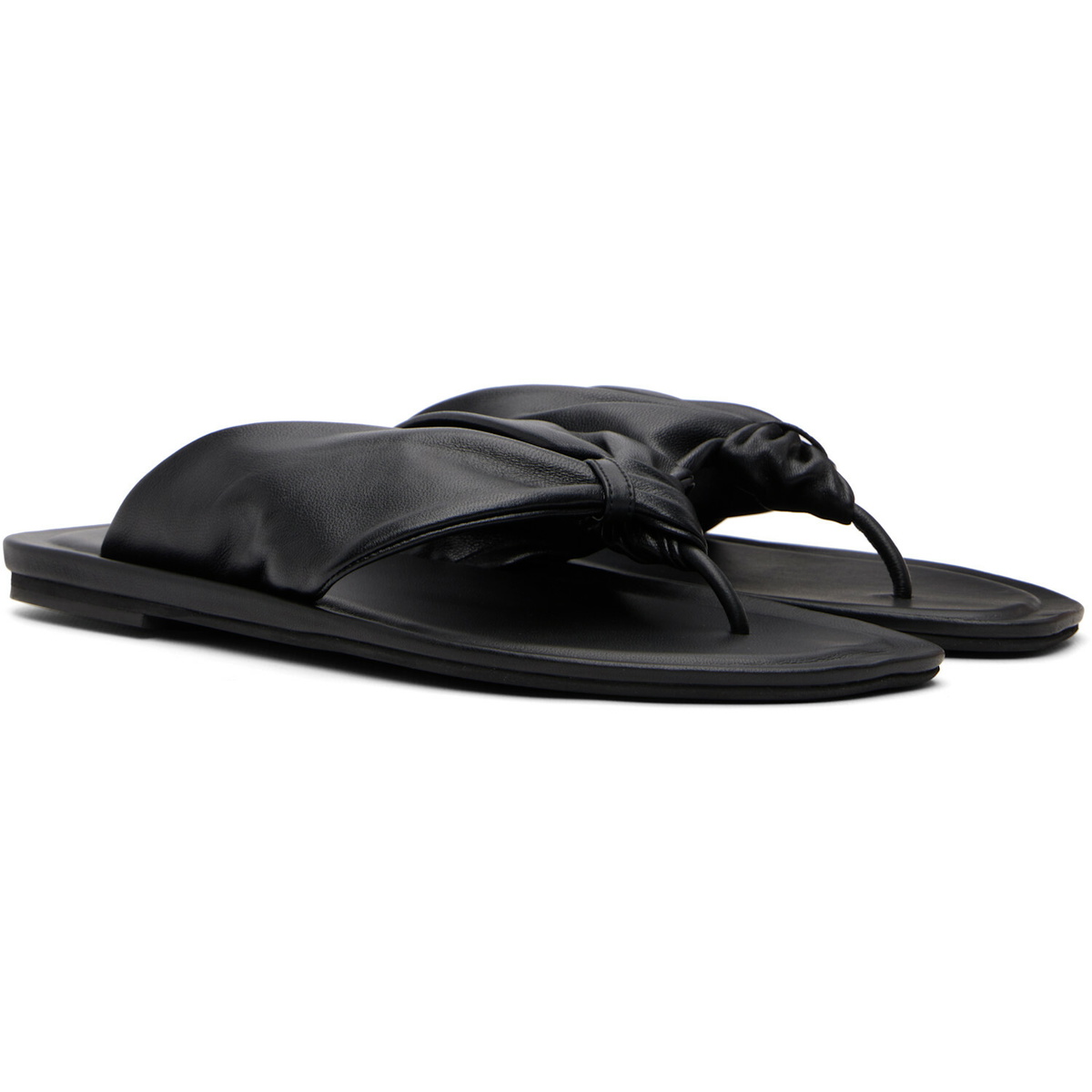 Loulou de Saison Black Agora Nappa Leather Flip-Flops