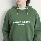 Stone Island Men's Marina Garment Dyed Logo Hoodie in Quartz Green