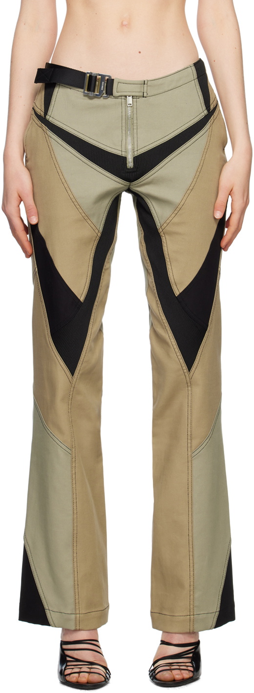 Dion Lee Beige & Khaki Moto Panel Trousers Dion Lee