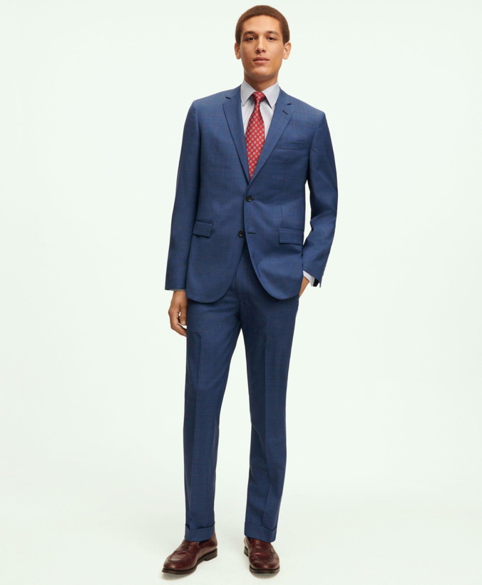 Photo: Brooks Brothers Men's Milano Fit Wool Overcheck 1818 Suit | Blue