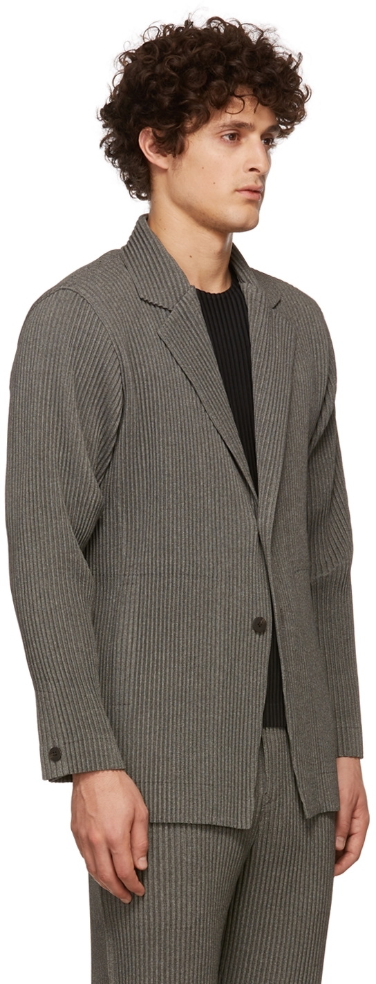 Homme Plissé Issey Miyake Grey Light Wool-Like Blazer Homme Plisse