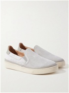 MULO - Leather-Trimmed Suede Slip-On Sneakers - Gray