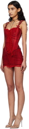 Dilara Findikoglu Red Multidimension Minidress