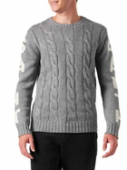 MC2 Saint Barth Man Grey Heavyweight Cable Knit Sweater Bergen