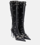 Balenciaga Cagole embellished leather knee-high boots