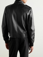 McQueen - Appliquéd Leather Bomber Jacket - Black