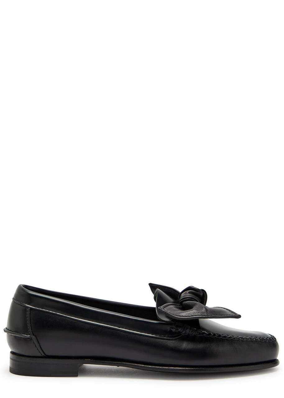 Hereu Corbati Bow-appliquéd Leather Loafers Black