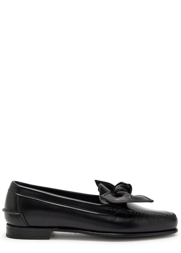 Photo: Hereu Corbati Bow-appliquéd Leather Loafers Black