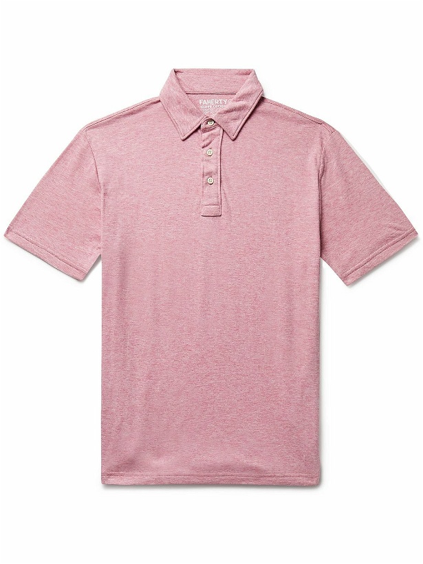 Photo: Faherty - Cloud Pima Cotton and Modal-Blend Jersey Polo Shirt - Pink