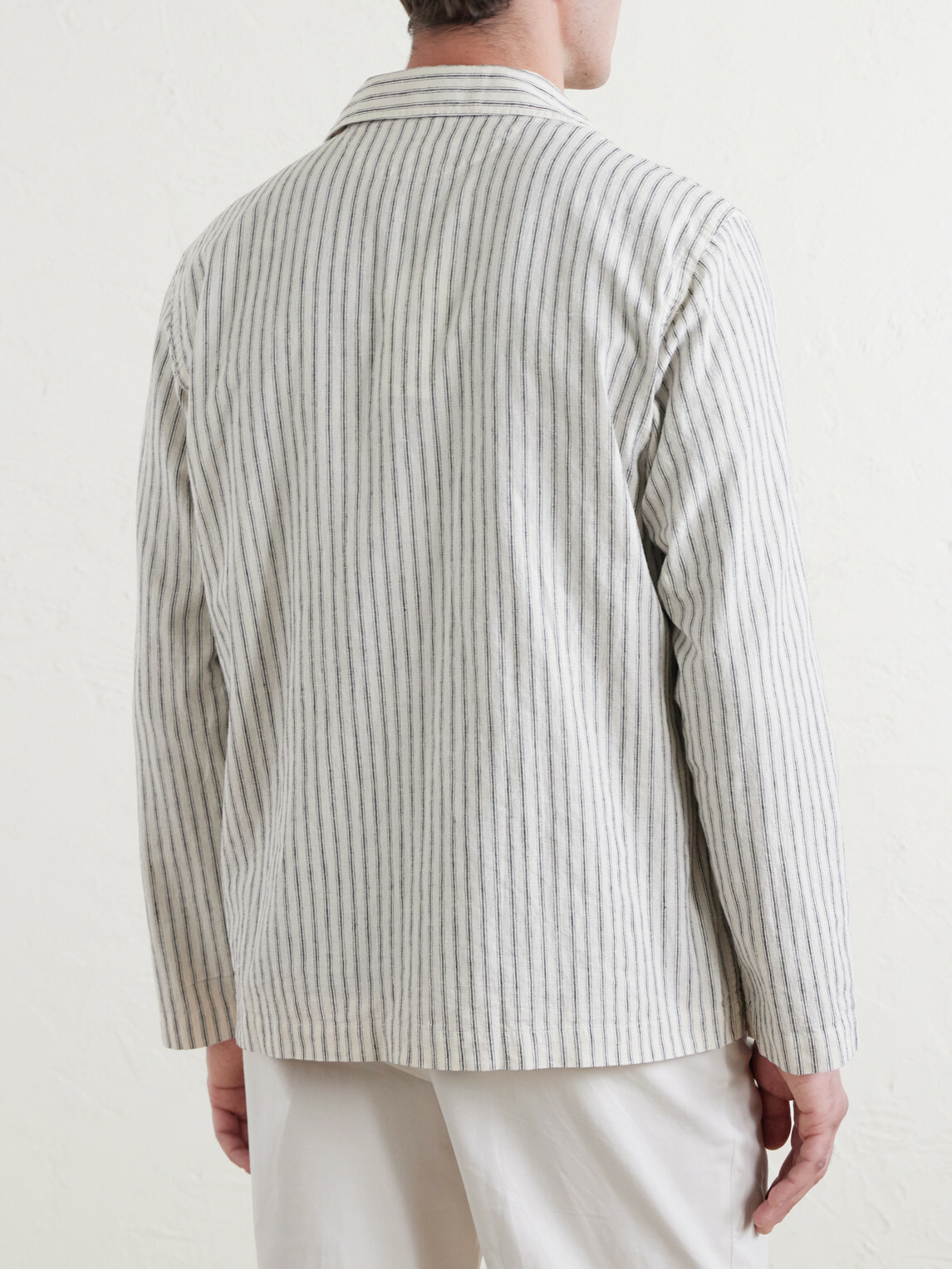 Hartford - Perry Striped Linen and Cotton-Blend Woven Jacket - White