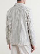 Hartford - Perry Striped Linen and Cotton-Blend Woven Jacket - White