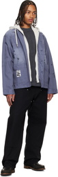 AAPE by A Bathing Ape Blue Hooded Button Down Jacket